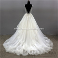 deep v crystal luxury boho sleeveless wedding dress